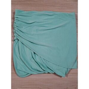 Express Mint Green Ruched Faux Wrap Mini Skirt XS Cotton‎ Modal Stretch 90135